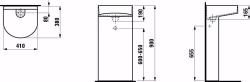 Bild von Laufen SONAR - Waschtisch mit integrierter Säule, ohne Armaturenbank, mit Wandanbindung, inkl. Keramikabdeckung für Ablaufventil, 400 LCC-weiss, ohne Hahnloch/ohne Überlauf, 410 x 380 x 900, Art.Nr. : H8113414001121