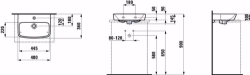 Bild von Laufen MODERNA R - Aufsatz-Handwaschbecken, 049 perga, ohne Hahnloch, 520 x 400 x 180, Art.Nr. : H8165420491091