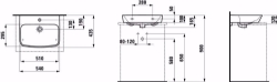 Bild von Laufen MODERNA R - Aufsatz-Waschtisch, 049 perga, 1 Hahnloch, 587 x 503 x 200, Art.Nr. : H8165430491041