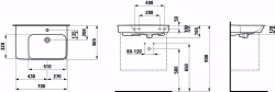 Bild von Laufen MODERNA R - Waschtisch unterbaufähig, Abstellfläche links, 757 weiss matt, 1 Hahnloch, 700 x 465 x 165, Art.Nr. : H8175417571041