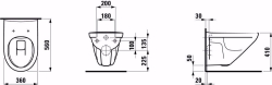 Bild von Laufen MODERNA R - Wand-WC 'rimless', Tiefspüler, ohne Spülrand, 400 LCC-weiss, 560 x 360 x 350, Art.Nr. : H8205424000001