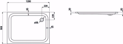 Bild von Laufen PLATINA - Duschwanne, rechteckig, Stahl emailliert (3,5 mm), flach (65 mm), 000 weiss, mit Schallschutz, 1200 x 900 x 65, Art.Nr. : H2150330000411