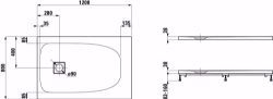 Bild von Laufen SOLUTIONS - Duschwanne, aus Verbundwerkstoff Marbond, superflach, rechteckig, auch für flächenbündigen Einbau geeignet, 000 weiss, 1300 x 900 x 40, Art.Nr. : H2154410000001