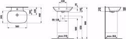 Bild von Laufen INO - Waschtisch INO 56X45 WS MATT, 757 weiss matt, ohne Hahnloch, 560 x 450 x 120, Art.Nr. : H8103027571091