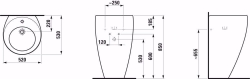 Bild von Laufen ALESSI ONE - Waschtisch mit integrierter Säule, mit Wandanbindung, mit verdecktem Überlauf, inkl. Keramikabdeckung für Ablaufventil, 400 LCC-weiss, 1 Hahnloch, 520 x 530 x 850, Art.Nr. : H8119714001041
