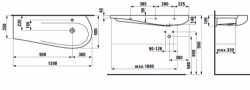 Bild von Laufen ALESSI ONE - Möbelwaschtisch, Ablage links, mit verdecktem Überlauf, inkl. Keramikabdeckung für Ablaufventil, 400 LCC-weiss, 1 Hahnloch, 1200 x 500 x 165, Art.Nr. : H8149744001041