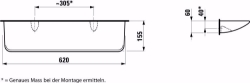 Bild von Laufen MODERNA R - Ablage, aus Sanitärkeramik, wandmontiert, 620 mm, 000 weiss, 620 x 155 x 60, Art.Nr. : H8700340000001