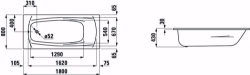 Bild von Laufen PALLADIUM - Badewanne, Einbauversion, Stahl emailliert (3,5 mm), 000 weiss, mit Schallschutz, 1800 x 430 x 800, Art.Nr. : H2251000000411