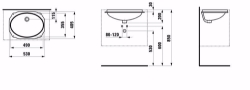 Bild von Laufen BIROVA - Einbauwaschtisch von unten, geschliffen, 000 weiss, 530 x 405 x 200, Art.Nr. : H8111910000001