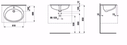 Bild von Laufen INDOVA - Einbauwaschtisch von oben, mit Armaturenbank, 000 weiss, 610 x 480 x 195, Art.Nr. : H8113920000001