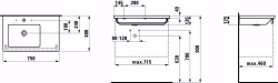 Bild von Laufen LIVING SQUARE - Möbelwaschtisch, Ablage rechts, 000 weiss, ohne Hahnloch, 750 x 480 x 130, Art.Nr. : H8174380001091