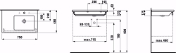 Bild von Laufen LIVING SQUARE - Möbelwaschtisch, Ablage links, 000 weiss, ohne Hahnloch, 750 x 480 x 130, Art.Nr. : H8174390001091