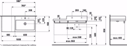 Bild von Laufen LIVING CITY - Waschtisch, Ablage links, 000 weiss, ohne Hahnloch, 1000 x 460 x 155, Art.Nr. : H8184310001091