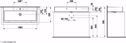 Bild von Laufen LIVING CITY - Aufsatz-Waschtisch, 000 weiss, 2 Hahnlöcher, 1000 x 460 x 155, Art.Nr. : H8184380001071