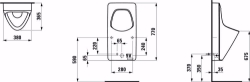 Bild von Laufen ANTERO - Absauge-Urinal, Wasserzulauf innen, mit elektronischer Steuerung, Batteriebetrieb (9V), 000 weiss, 380 x 365 x 770, Art.Nr. : H8401500000001