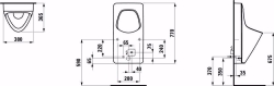 Bild von Laufen ANTERO - Absauge-Urinal, Wasserzulauf innen, mit elektronischer Steuerung, Netzbetrieb (230V), 000 weiss, 380 x 365 x 770, Art.Nr. : H8401520000001