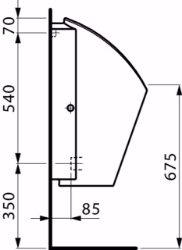 Bild von Laufen LEMA - Absauge-Urinal, ohne HF-Urinalsteurung, ohne Spezialabsaugesiphon für Ersatzbedarf, 000 weiss, 350 x 400 x 700, Art.Nr. : H8401950000001