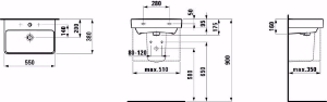 Bild von Laufen PRO S - Waschtisch compact, 550 x 380 x 170,  1 Hahnloch/ohne Überlauf Art.Nr. : H8189580001561