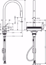 Bild von Hansgrohe Aquno Select M81 Einhebel-Küchenmischer 170, Ausziehbrause, 3jet, Mattschwarz , Art.Nr. : 73837670