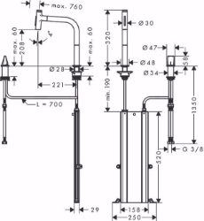 Bild von Hansgrohe Metris Select M71 2-Loch Einhebel-Küchenmischer 200, Ausziehbrause, 2jet, sBox, Mattschwarz , Art.Nr. : 73818670