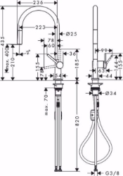 Bild von Hansgrohe Talis M54 Einhebel-Küchenmischer 210, Ausziehauslauf, 1jet, Mattschwarz , Art.Nr. : 72802670