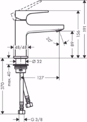 Bild von Hansgrohe Metropol Einhebel-Waschtischmischer 100 mit Hebelgriff und Push-Open Ablaufgarnitur für Handwaschbecken, brushed black chrome , Art.Nr. : 32500340