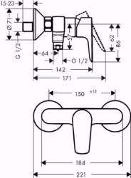 Bild von Hansgrohe Talis E Einhebel-Brausenmischer Aufputz, Mattschwarz , Art.Nr. : 71760670