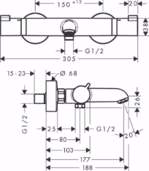 Bild von Hansgrohe Ecostat Wannenthermostat Comfort Aufputz, Mattschwarz , Art.Nr. : 13114670