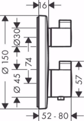 Bild von Hansgrohe Ecostat S Thermostat Unterputz für 2 Verbraucher, brushed black chrome , Art.Nr. : 15758340