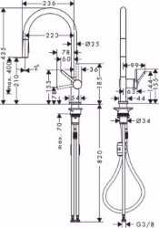 Bild von Hansgrohe Talis M54 Einhebel-Küchenmischer 210, Ausziehbrause, 2jet, edelstahl finish , Art.Nr. : 72800800