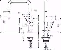 Bild von Hansgrohe Talis M54 Einhebel-Küchenmischer U 220, 1jet, chrom , Art.Nr. : 72806000