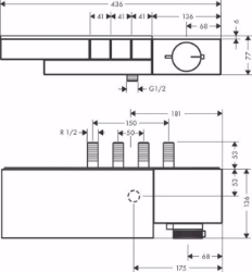 Bild von AXOR Edge Thermostat Auf-/ Unterputzmontage für 3 Verbraucher, chrom , Art.Nr. : 46140000