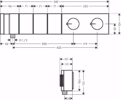 Bild von AXOR Edge Thermostatmodul Select 540/100 Unterputz für 3 Verbraucher - Diamantschliff, chrom , Art.Nr. : 46711000