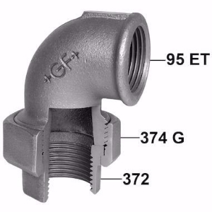 Bild von +GF+ 95 Winkelverschraubung, flach dichtend, ISO/EN UA1, Dimension ″: 11/2", Art.Nr.: 770095108