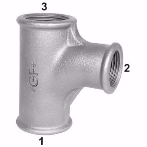 Picture of +GF+ 131 Bogen-T-Stück, Abzweig reduziert, ISO/EN E1, Dim. (1-2): 1" ‑ 3/4", Art.Nr.: 770131121