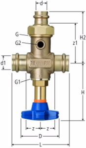 Bild von Nussbaum 82232 Optipress-Aquaplus-Batterieventil mit Optipress-Aquaplus-Anschlussverschraubung 92020 / 92021, Grösse: 28 x 22, Art.Nr. 82232.21