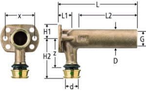 Bild von Nussbaum  84216 Optiflex-Flowpress-Anschlusswinkel lang mit Wandflansch, Grösse: ½ x 20 x 108, Art.Nr. 84216.24