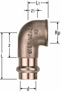 Bild von Nussbaum  81006 Optipress-Aquaplus-Winkel mit Innengewinde, Grösse: 22 x ¾, Art.Nr. 81006.27