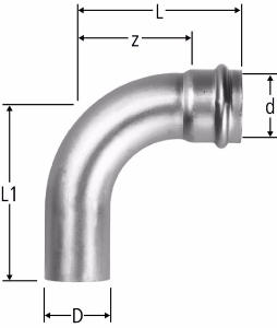 Bild von Nussbaum  88001 Optipress-Gaz-Bogen 90° mit Einsteckende, Grösse: 35, Art.Nr. 88001.26