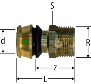 Bild von Nussbaum  84230 Optiflex-Flowpress-Übergang mit Aussengewinde, Grösse: ½ x 16, Art.Nr. 84230.21