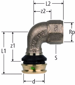 Bild von Nussbaum  84246 Optiflex-Flowpress-Winkel mit Innengewinde, Grösse: 20 x ½, Art.Nr. 84246.22