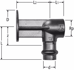 Bild von Nussbaum  80054 Optipress-Aquaplus-Anschlusswinkel mit abgesetztem Wandflansch, Grösse: 22 x ¾, Art.Nr. 80054.25