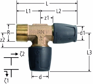 Bild von Nussbaum  85144 Optiflex-Profix-T-Stück mit Aussengewinde, Grösse: ¾ x 20 x 20, Art.Nr. 85144.23