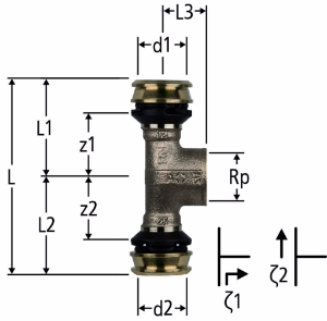 Bild von Nussbaum  84243 Optiflex-Flowpress-T-Stück mit Innengewinde, Grösse: 16 x ½ x 16, Art.Nr. 84243.21