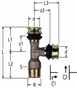 Bild von Nussbaum  84244 Optiflex-Flowpress-T-Stück mit Aussengewinde, Grösse: ½ x 16 x 16, Art.Nr. 84244.21