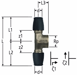 Bild von Nussbaum  85143 Optiflex-Profix-T-Stück mit Innengewinde, Grösse: 16 x ½ x 16, Art.Nr. 85143.21