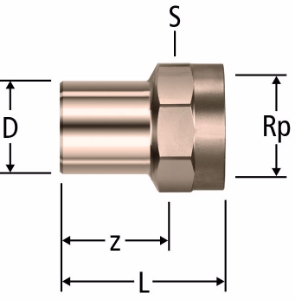 Bild von Nussbaum  81034 Optipress-Aquaplus-Übergang mit Einsteckende und Innengewinde, Grösse: 18 x ½, Art.Nr. 81034.22