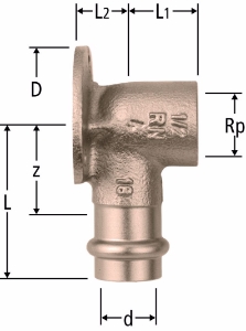 Bild von Nussbaum  81050 Optipress-Aquaplus-Anschlusswinkel mit Wandflansch, Grösse: 18 x ¾, Art.Nr. 81050.23