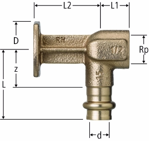 Bild von Nussbaum  81054 Optipress-Aquaplus-Anschlusswinkel mit abgesetztem Wandflansch, Grösse: 18 x ½, Art.Nr. 81054.22