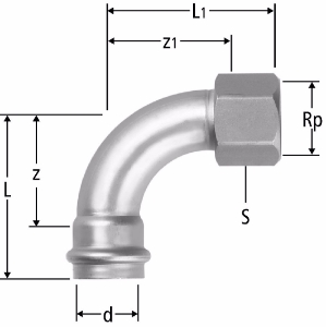 Bild von Nussbaum  80008 Optipress-Aquaplus-Bogen 90° mit Innengewinde, Grösse: 18 x ¾, Art.Nr. 80008.24